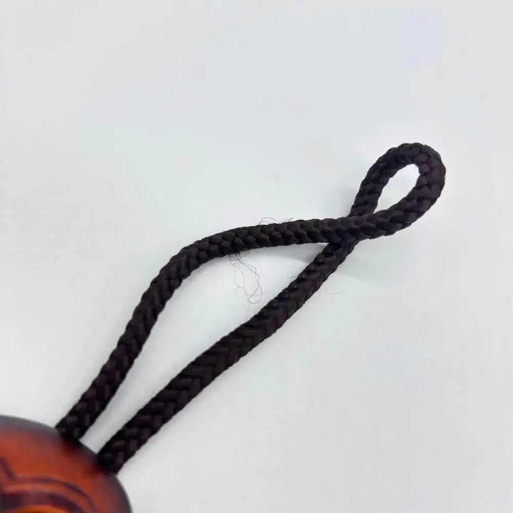 Vintage Korean Carved Wooden Hahoe Mask Bolo Tie Unique Traditional Asian Men's